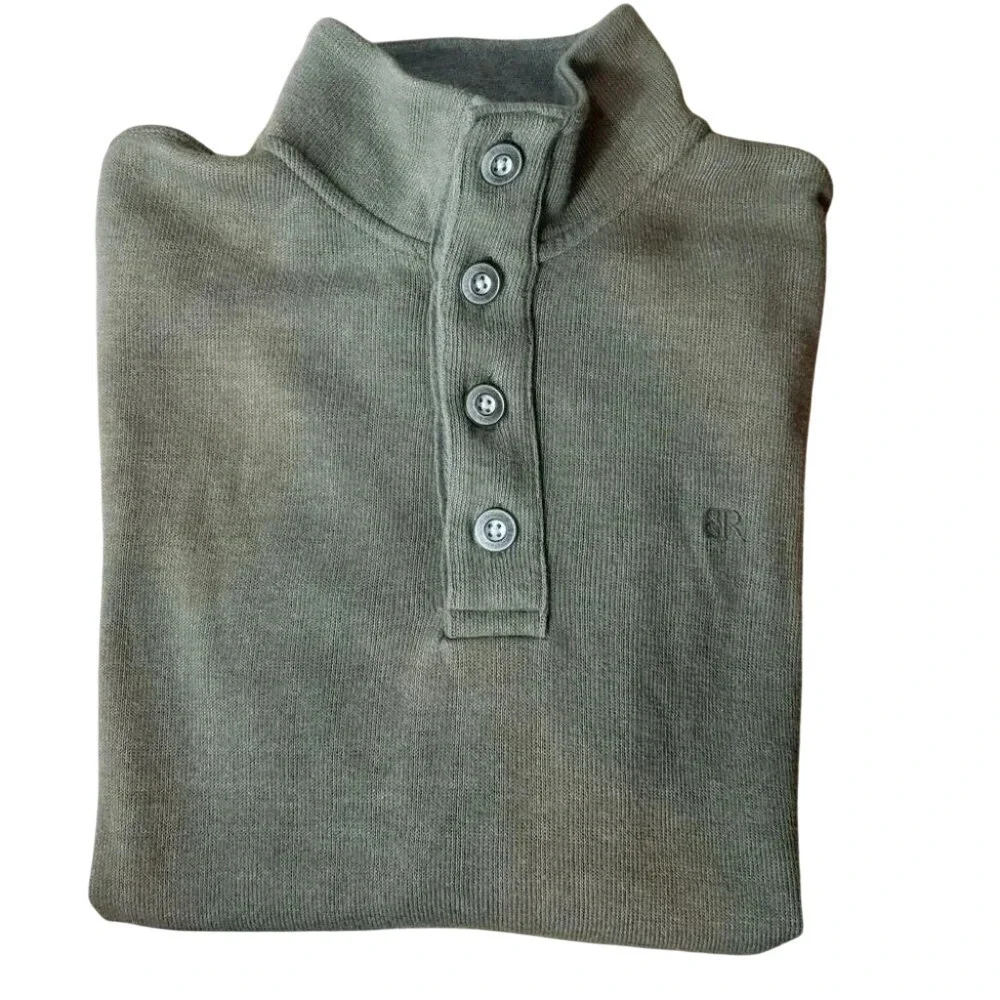 Banana‎ Republic M green 1/4 neck button sweater